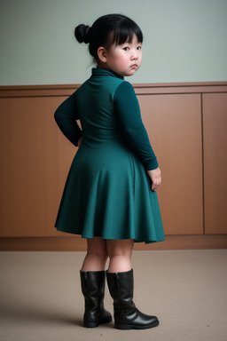 Mongolian infant girl with  black hair