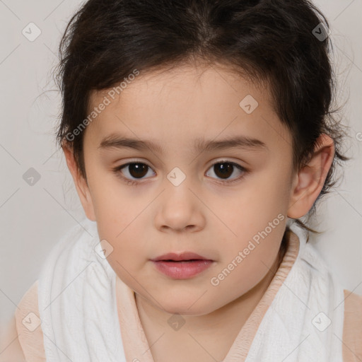 Neutral white child female with medium  brown hair and brown eyes