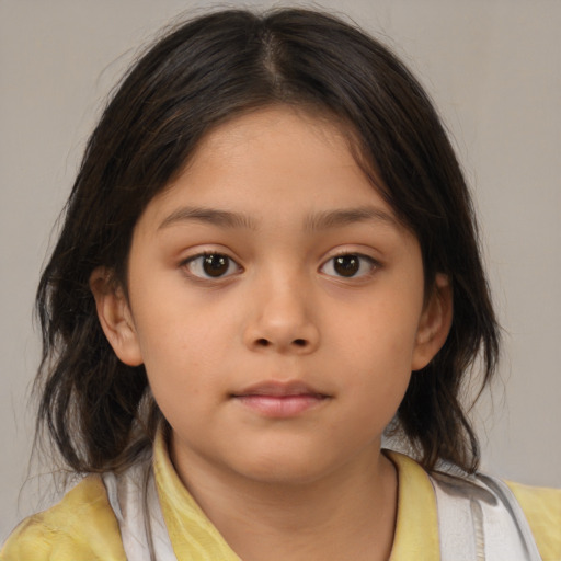 Neutral asian child female with medium  brown hair and brown eyes