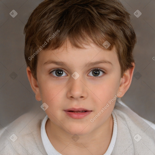 Neutral white child male with short  brown hair and brown eyes