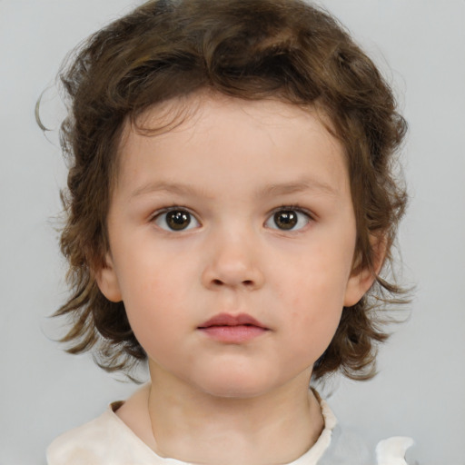 Neutral white child female with medium  brown hair and brown eyes