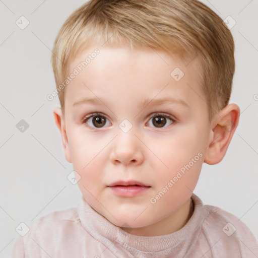 Neutral white child male with short  brown hair and brown eyes