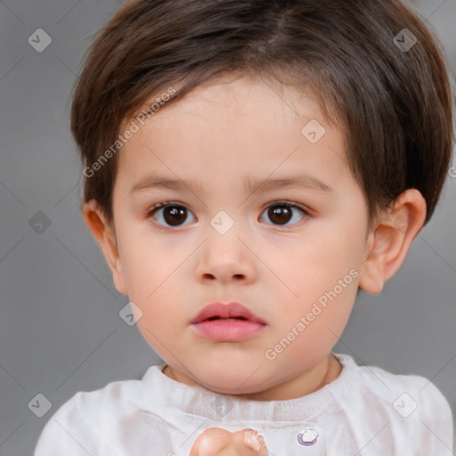 Neutral white child female with short  brown hair and brown eyes