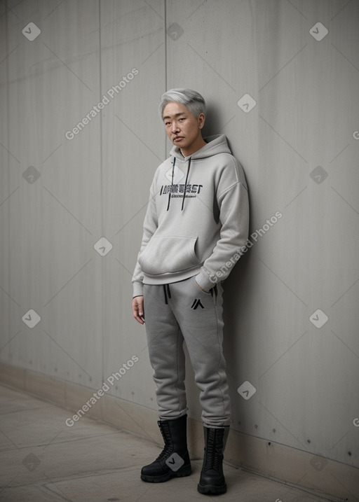 Korean adult non-binary with  gray hair