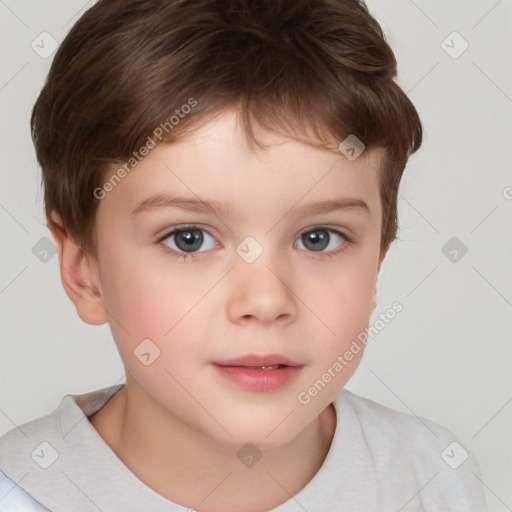 Neutral white child male with short  brown hair and brown eyes