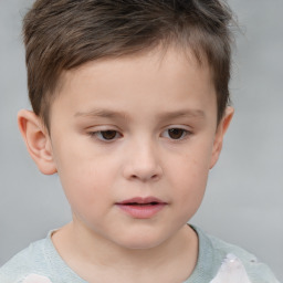 Neutral white child male with short  brown hair and brown eyes