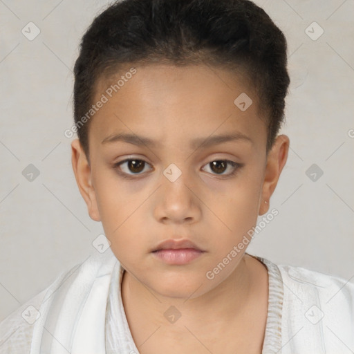 Neutral white child female with short  brown hair and brown eyes