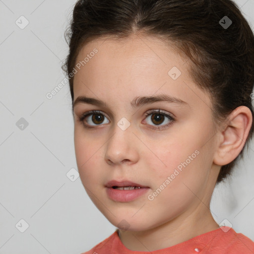 Neutral white young-adult female with short  brown hair and brown eyes