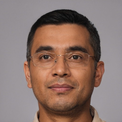 Neutral asian adult male with short  black hair and brown eyes