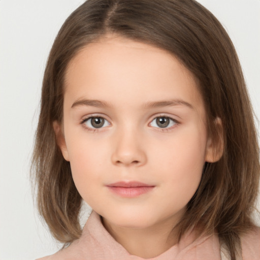 Neutral white child female with medium  brown hair and brown eyes