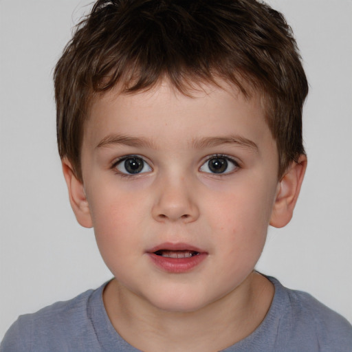 Neutral white child male with short  brown hair and brown eyes