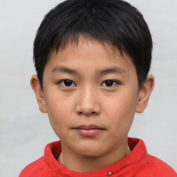 Neutral asian child male with short  brown hair and brown eyes