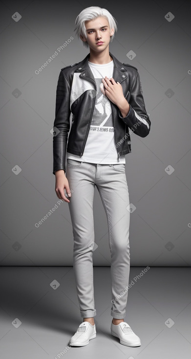 Slovenian teenager boy with  white hair