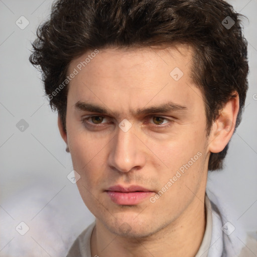 Neutral white adult male with short  brown hair and brown eyes