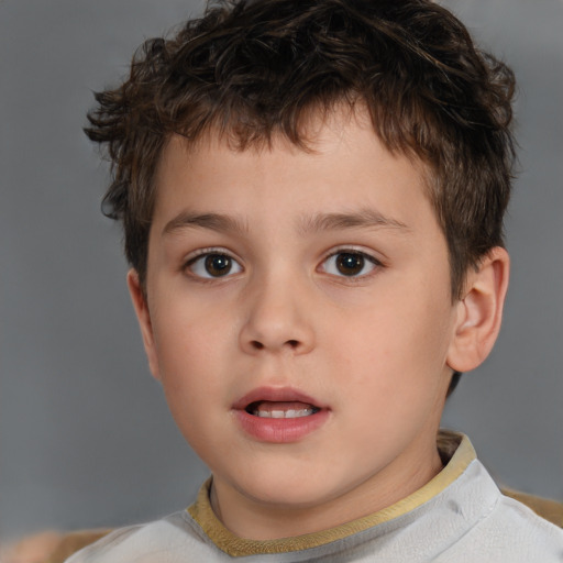 Neutral white child male with short  brown hair and brown eyes