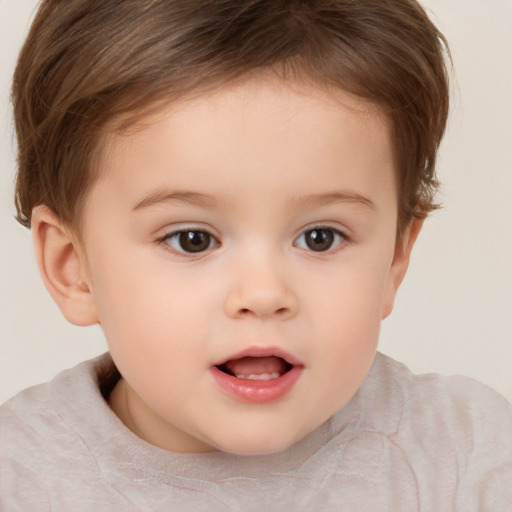 Neutral white child female with short  brown hair and brown eyes