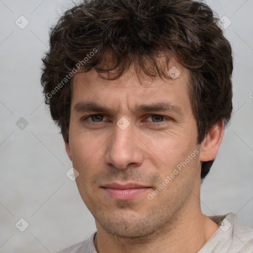 Neutral white adult male with short  brown hair and brown eyes