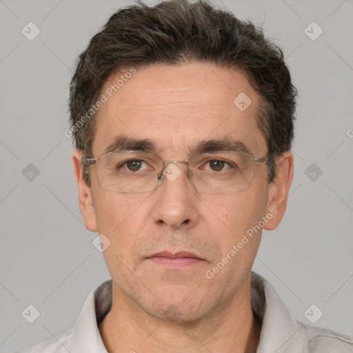 Neutral white adult male with short  brown hair and brown eyes