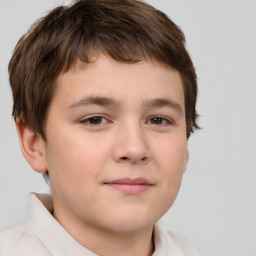 Neutral white child male with short  brown hair and brown eyes