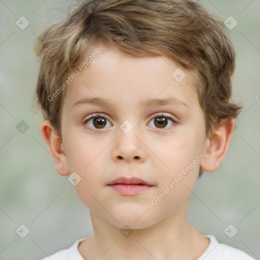 Neutral white child male with short  brown hair and brown eyes