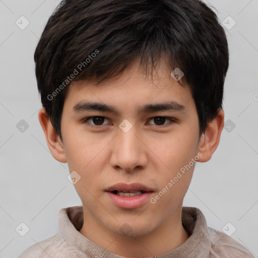 Neutral white child male with short  brown hair and brown eyes