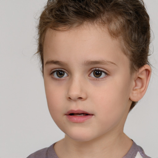 Neutral white child male with short  brown hair and brown eyes