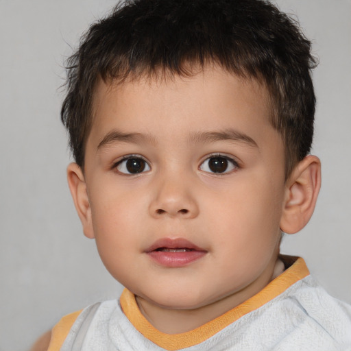 Neutral white child male with short  brown hair and brown eyes