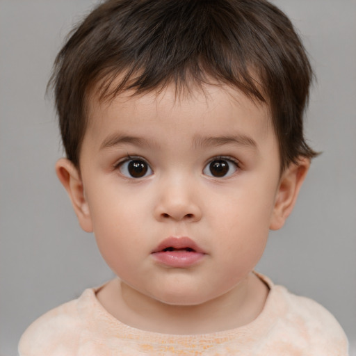 Neutral white child male with short  brown hair and brown eyes