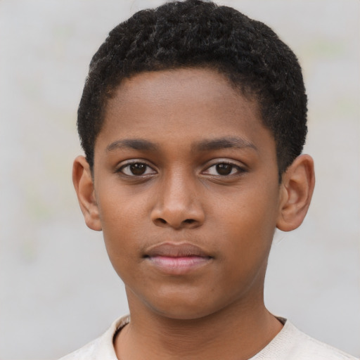 Neutral black child male with short  brown hair and brown eyes