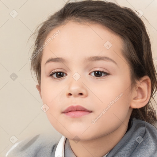 Neutral white child female with medium  brown hair and brown eyes