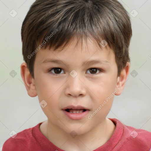 Neutral white child male with short  brown hair and brown eyes