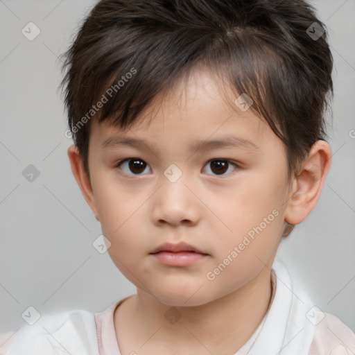 Neutral white child male with short  brown hair and brown eyes