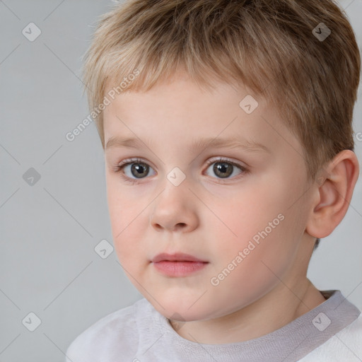 Neutral white child male with short  brown hair and brown eyes