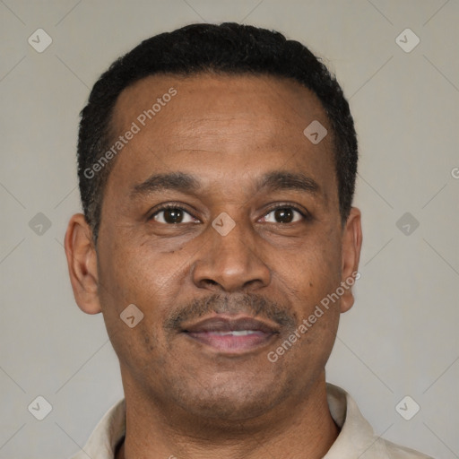 Neutral latino young-adult male with short  brown hair and brown eyes