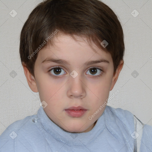 Neutral white child female with short  brown hair and brown eyes