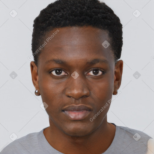 Neutral black young-adult male with short  brown hair and brown eyes