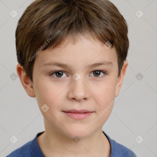 Neutral white child male with short  brown hair and brown eyes