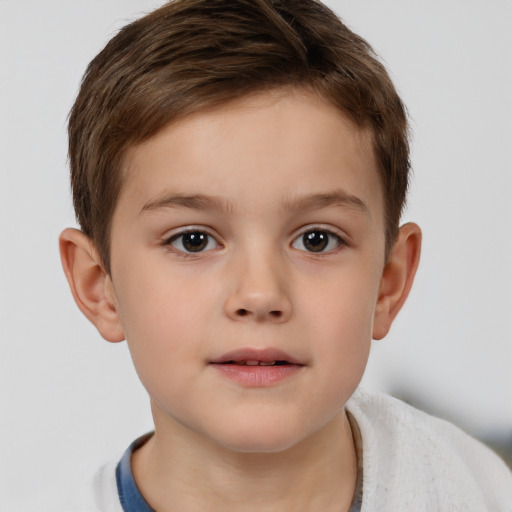 Neutral white child male with short  brown hair and brown eyes