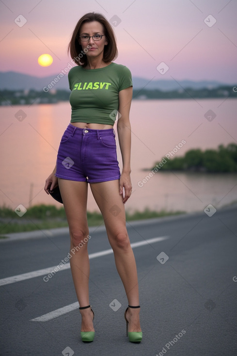 Slovenian middle-aged female with  brown hair