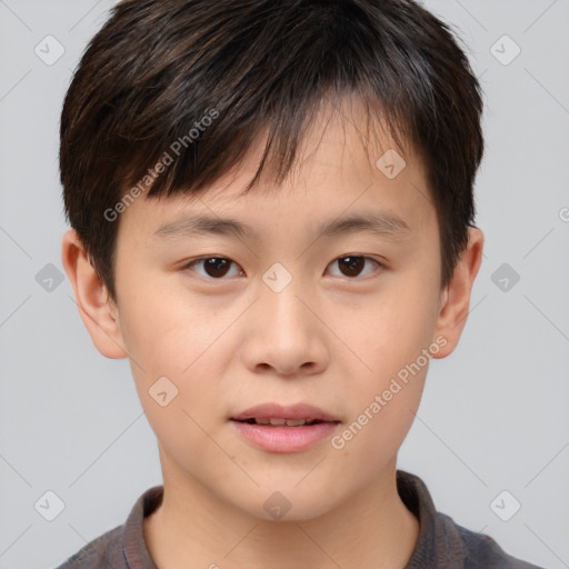 Neutral white child male with short  brown hair and brown eyes