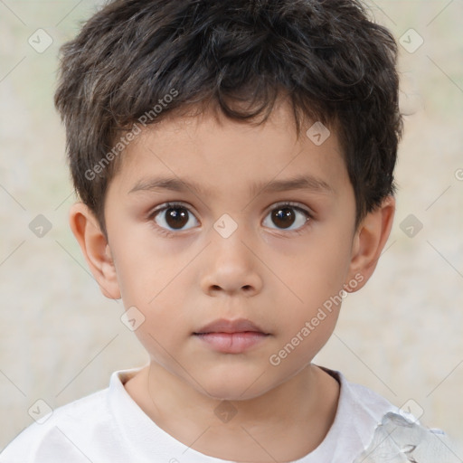 Neutral white child male with short  brown hair and brown eyes