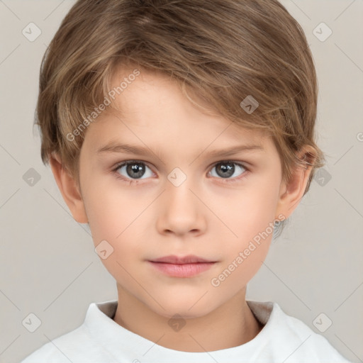 Neutral white child male with short  brown hair and brown eyes