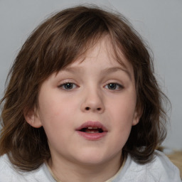 Neutral white child female with medium  brown hair and brown eyes