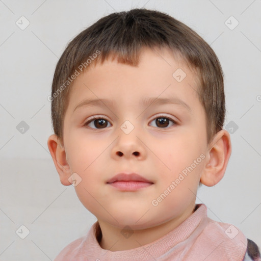 Neutral white child male with short  brown hair and brown eyes