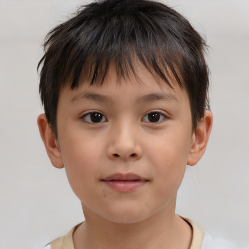 Neutral white child male with short  brown hair and brown eyes