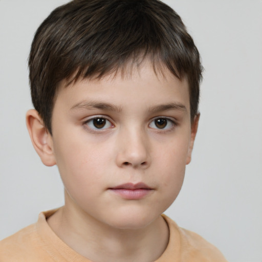 Neutral white child male with short  brown hair and brown eyes