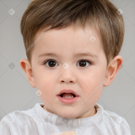 Neutral white child male with short  brown hair and brown eyes