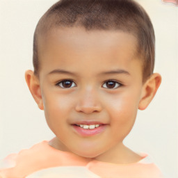 Joyful white child male with short  brown hair and brown eyes