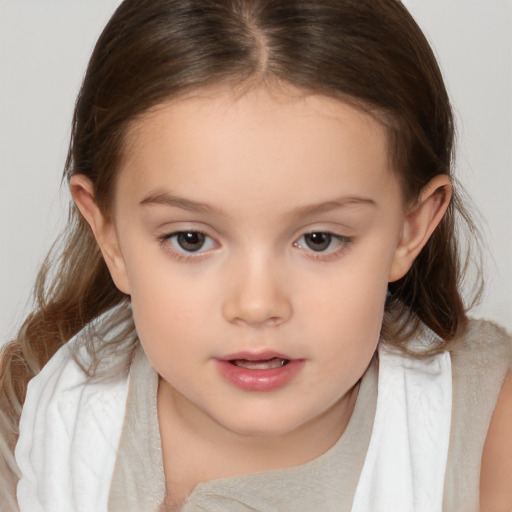 Neutral white child female with medium  brown hair and brown eyes