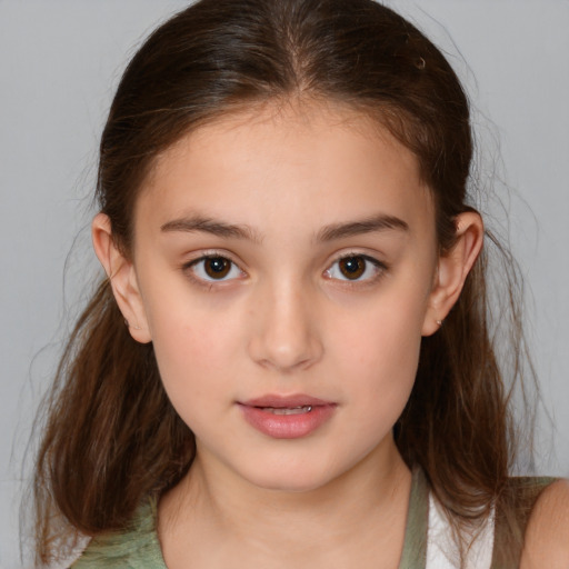 Neutral white child female with medium  brown hair and brown eyes